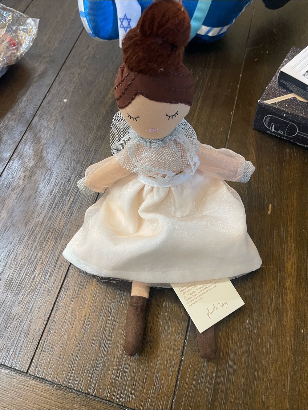 New Plush Fabric Ballerina Doll in Cream and Brown - Soft Home Accent
